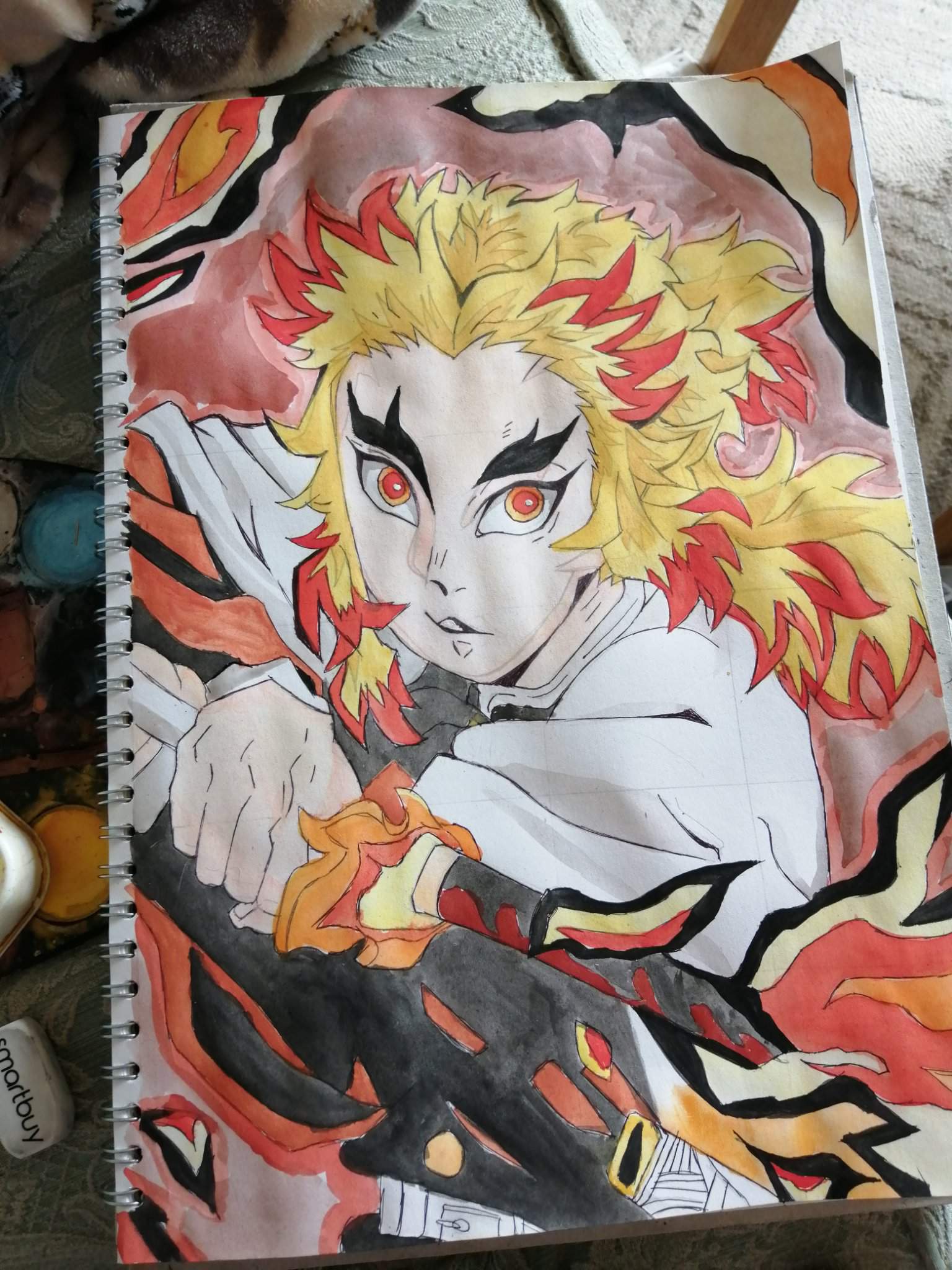 My rengoku water colour paintings | Demon Slayer: Kimetsu No Yaiba Amino