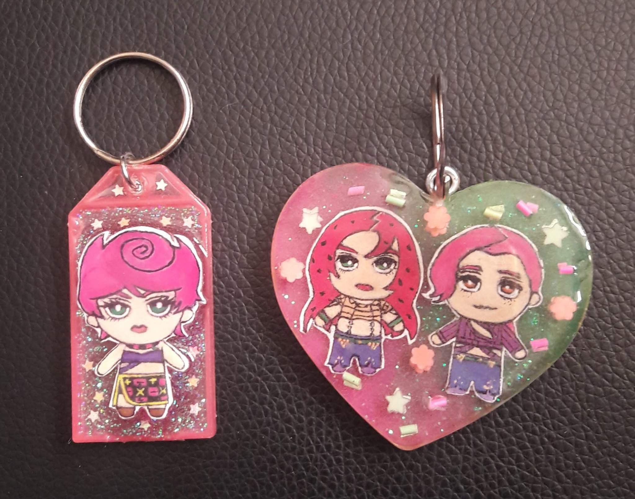 Diavolo and Doppio + Trish Resin Keychains | JoJo Amino Amino