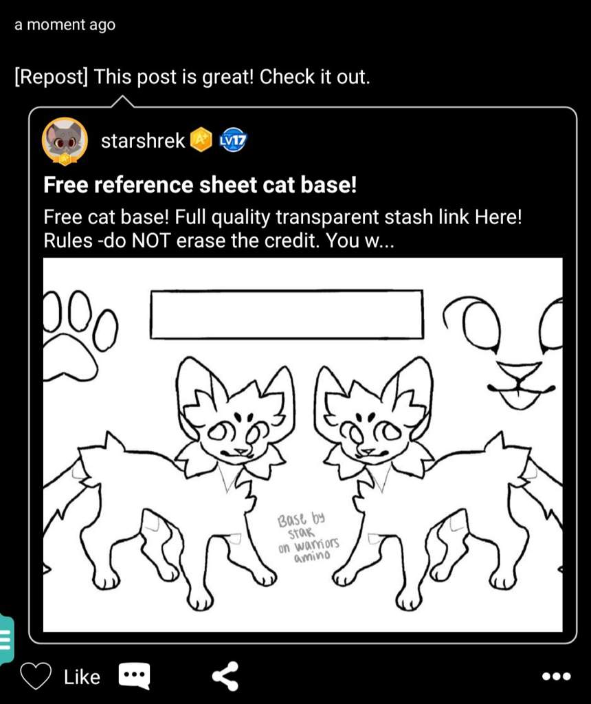 Free reference sheet cat base! | Warriors Amino