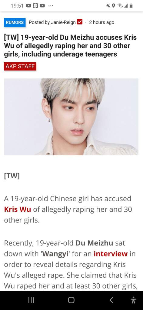 TW 19-year-old Du Meizhu accuses Kris Wu of allegedly ...