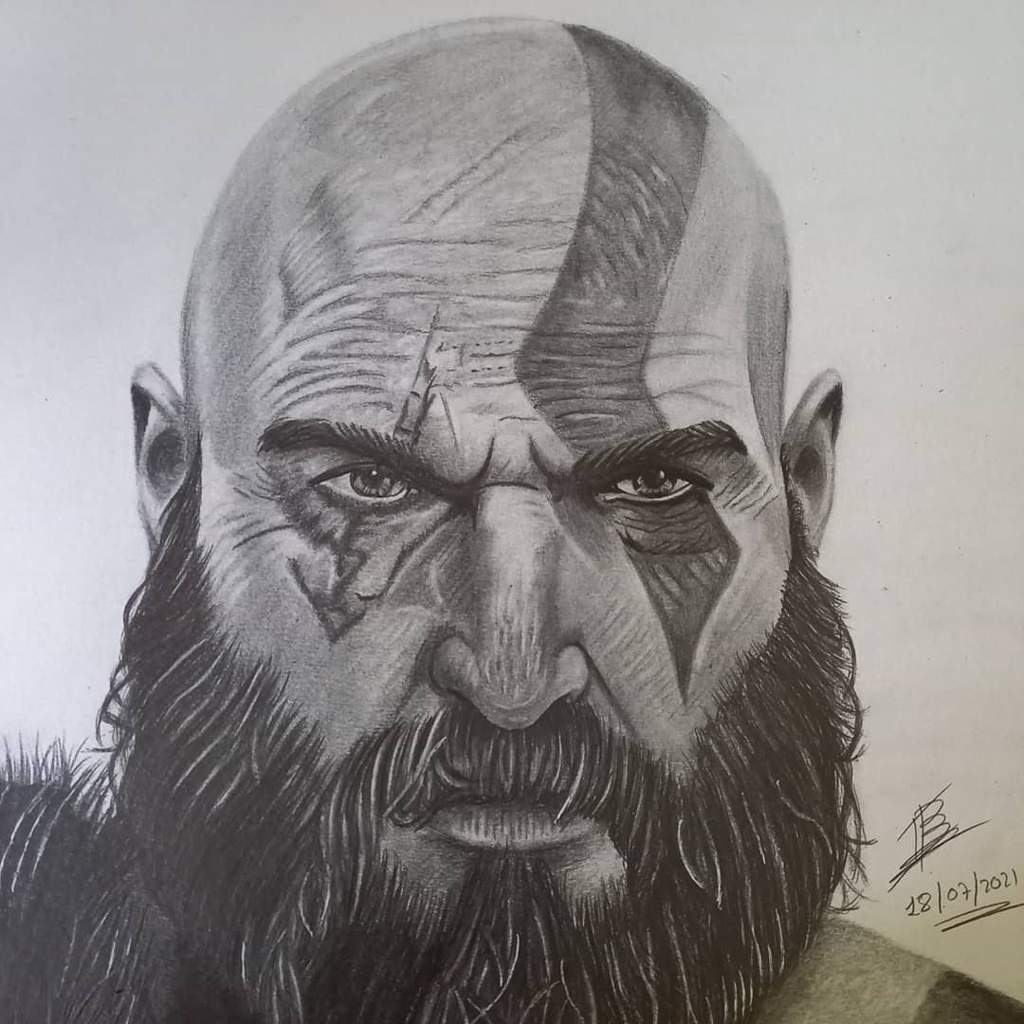 Dibujo de Kratos finalizado!!🙃 | DibujArte Amino