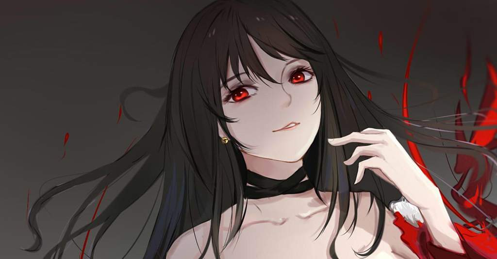 Anime girl with red hair and red eyes