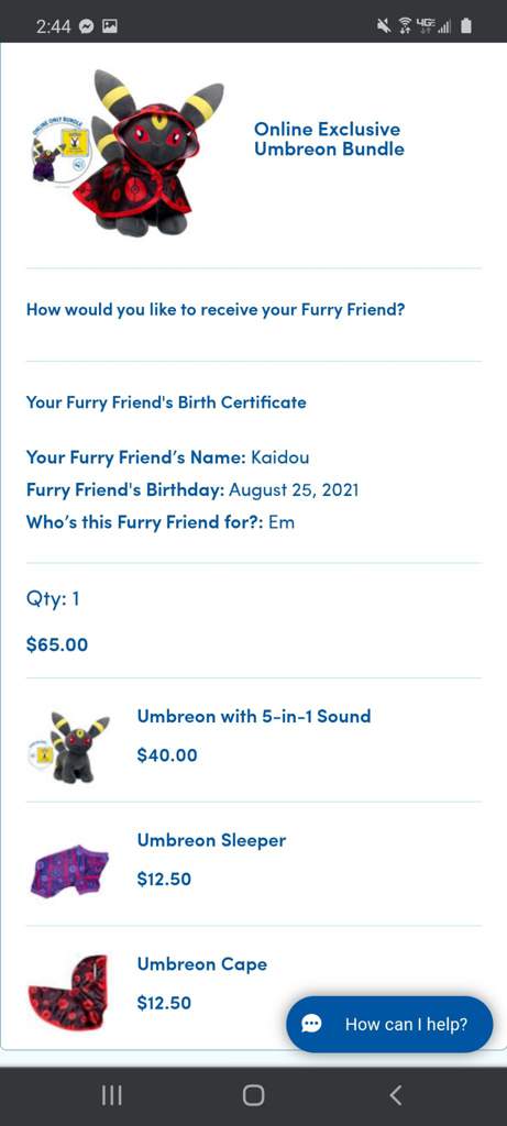 build a bear umbreon