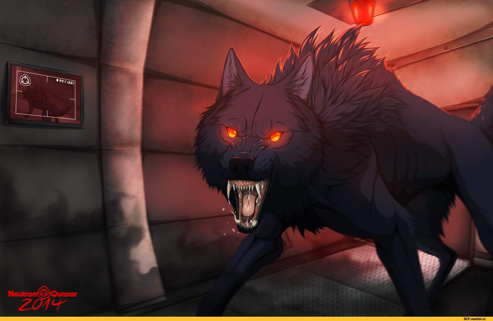 Чёрный волк с красными глазами арт