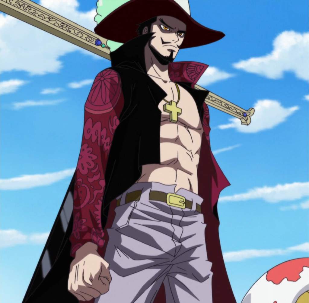 Mihawk starts with Yoru and is curious about Naruto. 