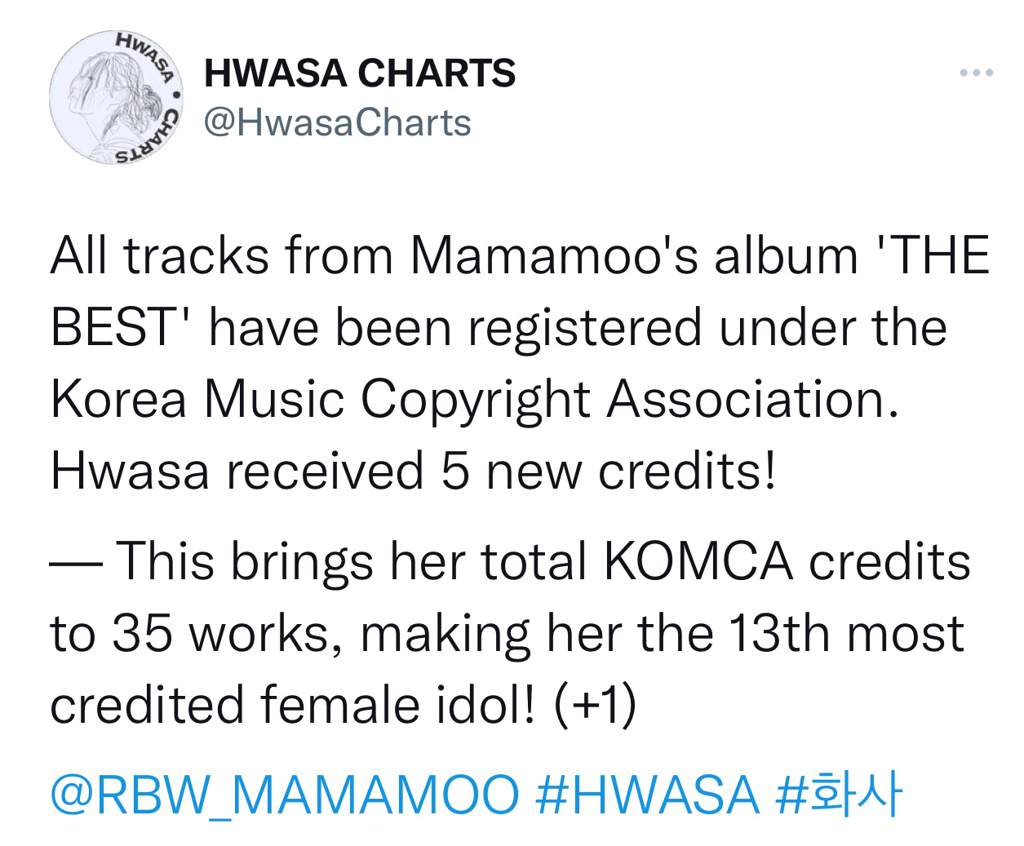 [NEWS] Chart Updates + Hwasa Receives KOMCA Credits MAMAMOO Amino