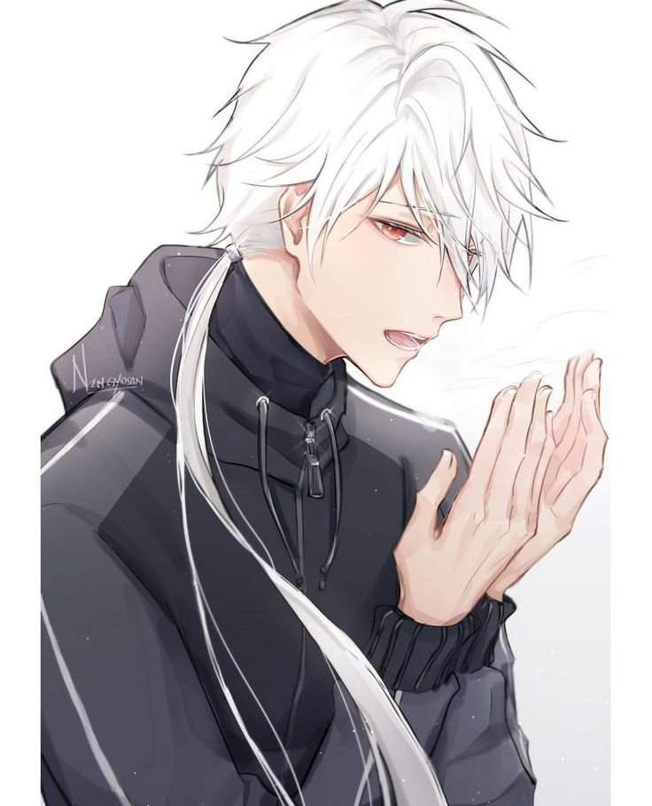 Anime boys with white hair