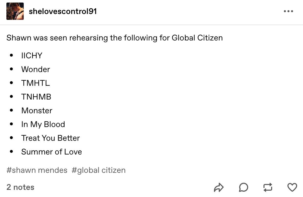 Global citizen Setlist | shawn mendes army Amino