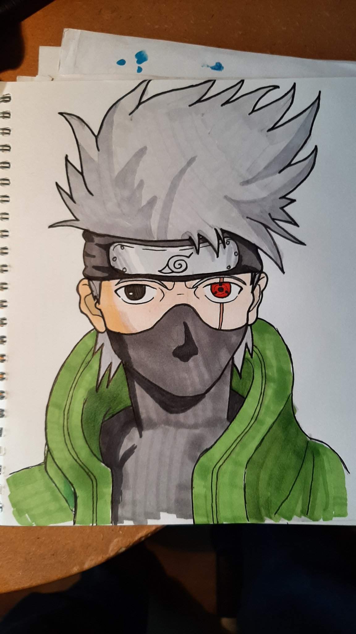 Coloured my Drawing of Kakashi | Naruto Amino