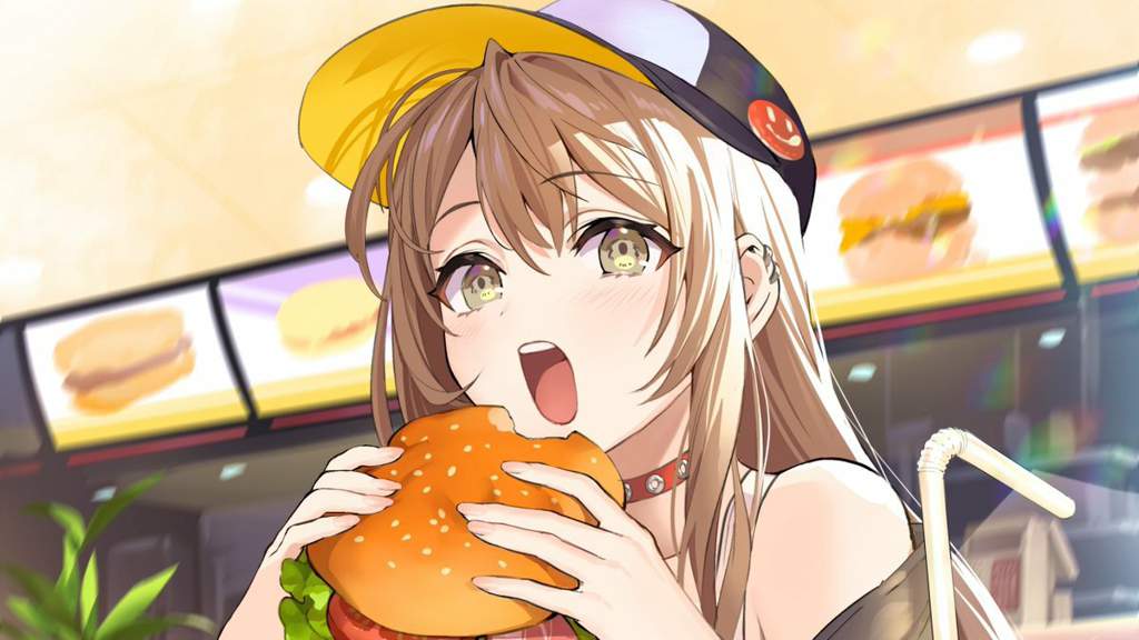 Anime Girls eating Hamburgers 2. 