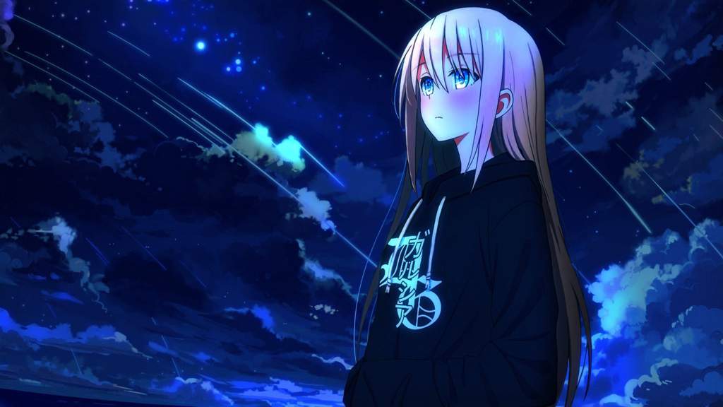 Sad blonde anime girl
