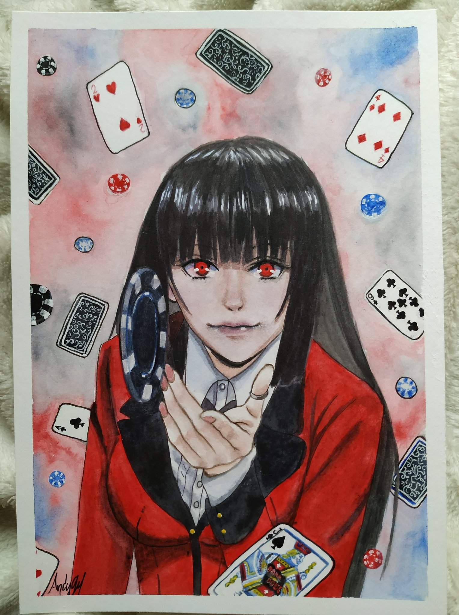 Kakegurui Yumeko Watercolor Painting | Anime Amino