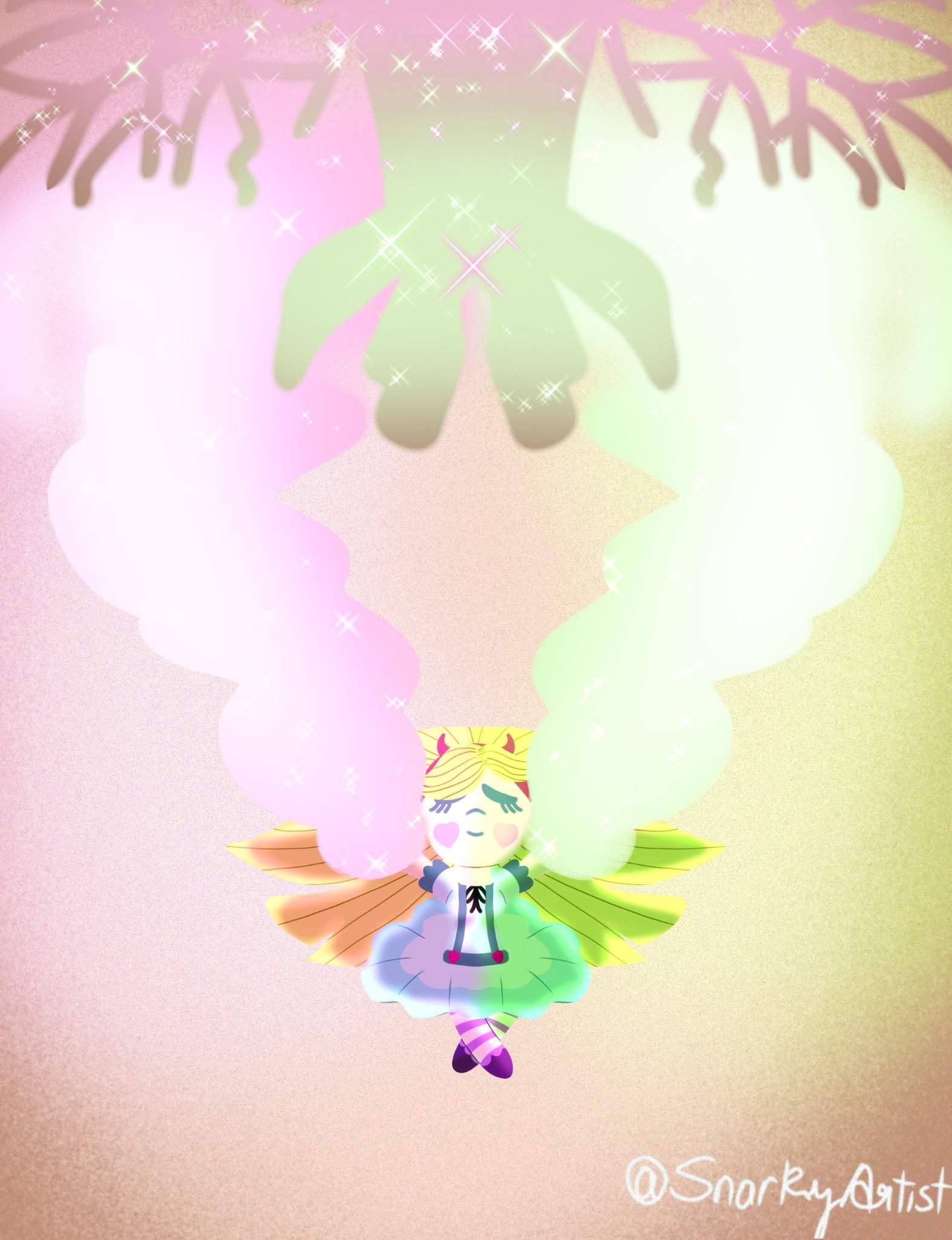 Chibi Star with pink-green magic | SVTFOE Amino