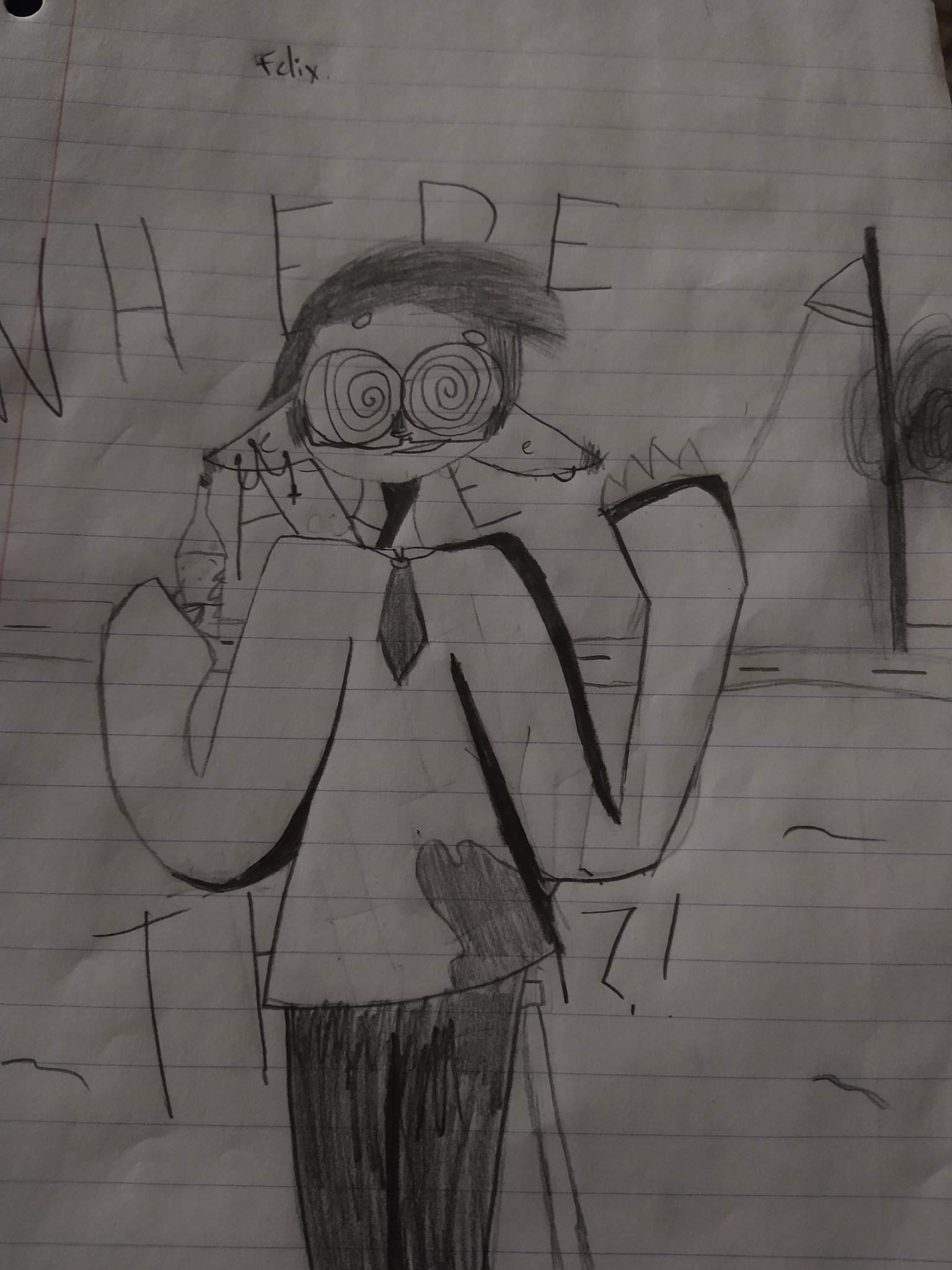 Cringe drawing I made at school of Felix- WARNING OF (kinda) BLOOD AND ...