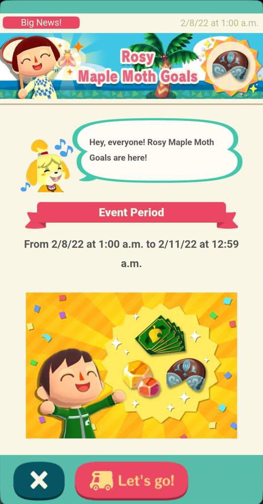 Rosy Maple Moth Goals! Animal Crossing Pocket Camp Amino