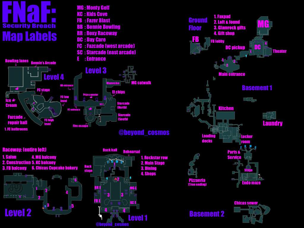 Включи security breach. FNAF Security Breach all Map. Карта ФНАФ секьюрити Брич. Размер карты FNAF Security Breach. Security Breach Map.