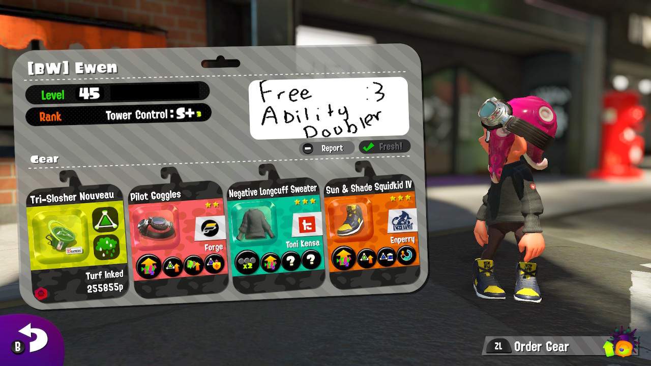 Gear with ability doubler?! | Splatoon Amino