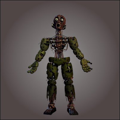 Springtrap-[IMG=6CA]
[IC]Springtrap (досл. Капкан, Пружинная ловушка; рус. Спрингтрап) — аниматроник-антагонист в играх Five 