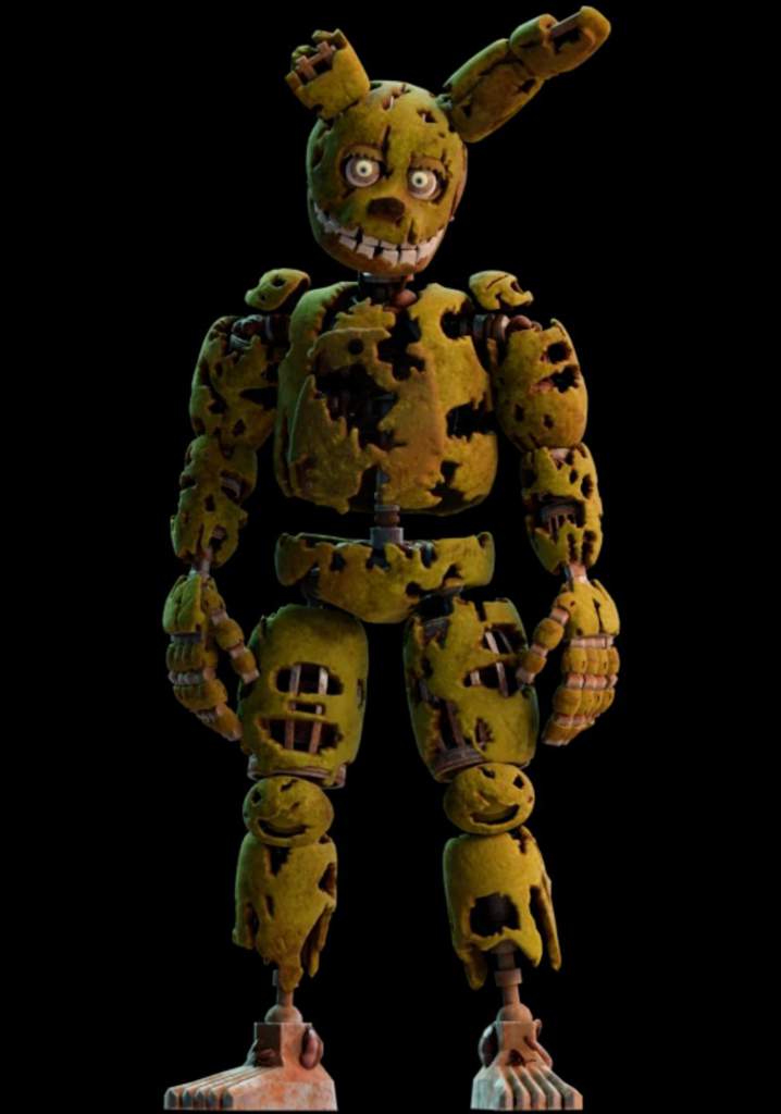 Springtrap-[IMG=6CA]
[IC]Springtrap (досл. Капкан, Пружинная ловушка; рус. Спрингтрап) — аниматроник-антагонист в играх Five 