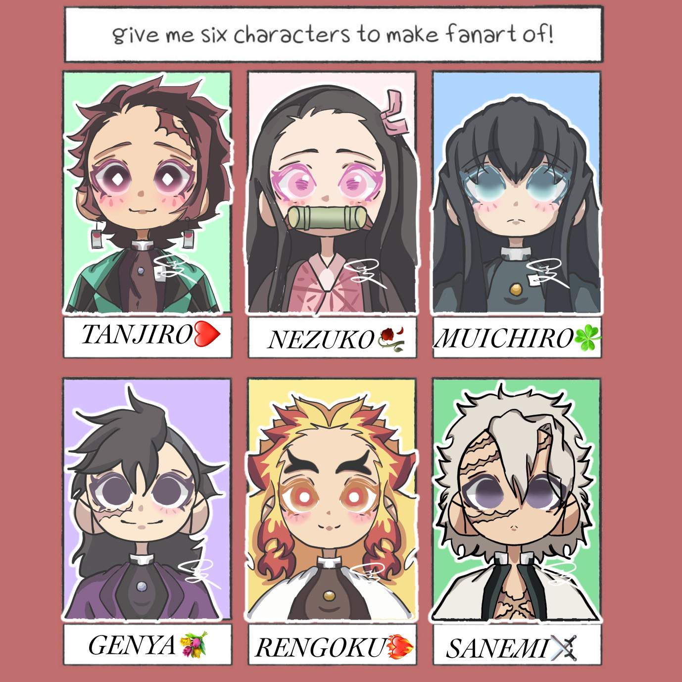 Draw 6 Character Challenge ACCEPTED! | Demon Slayer: Kimetsu No Yaiba Amino