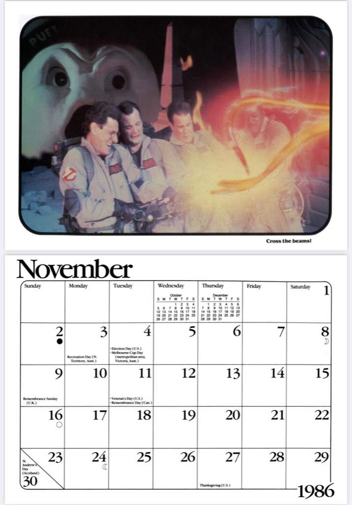 GHOSTBUSTERS THE OFFICIAL 1986 CALENDAR Monster Facts Amino