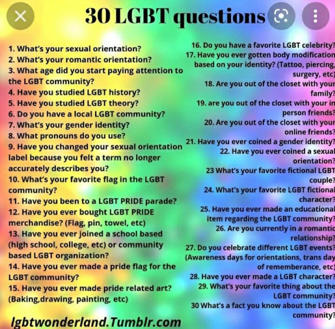 🌈 || 30 𝕃𝔾𝔹𝕋ℚ ℚ𝕦𝕖𝕤𝕥𝕚𝕠𝕟𝕤 | LGBT+ Amino