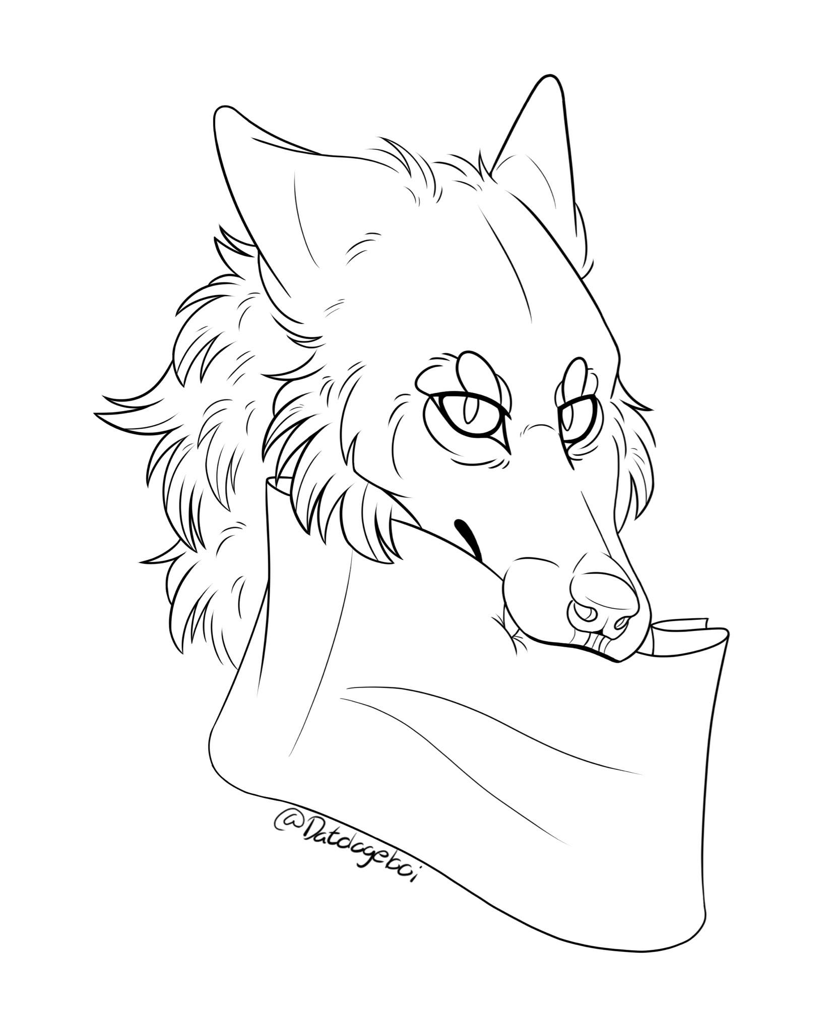 F2U-Wolf With Pride Flag-Lineart-2022 | Furry Amino