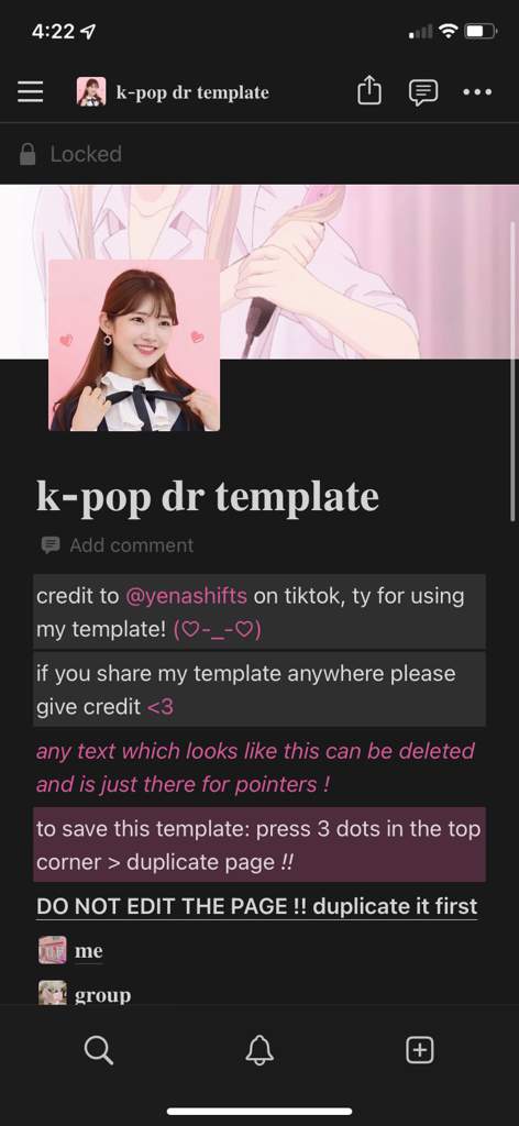 Kpop shifting notion template