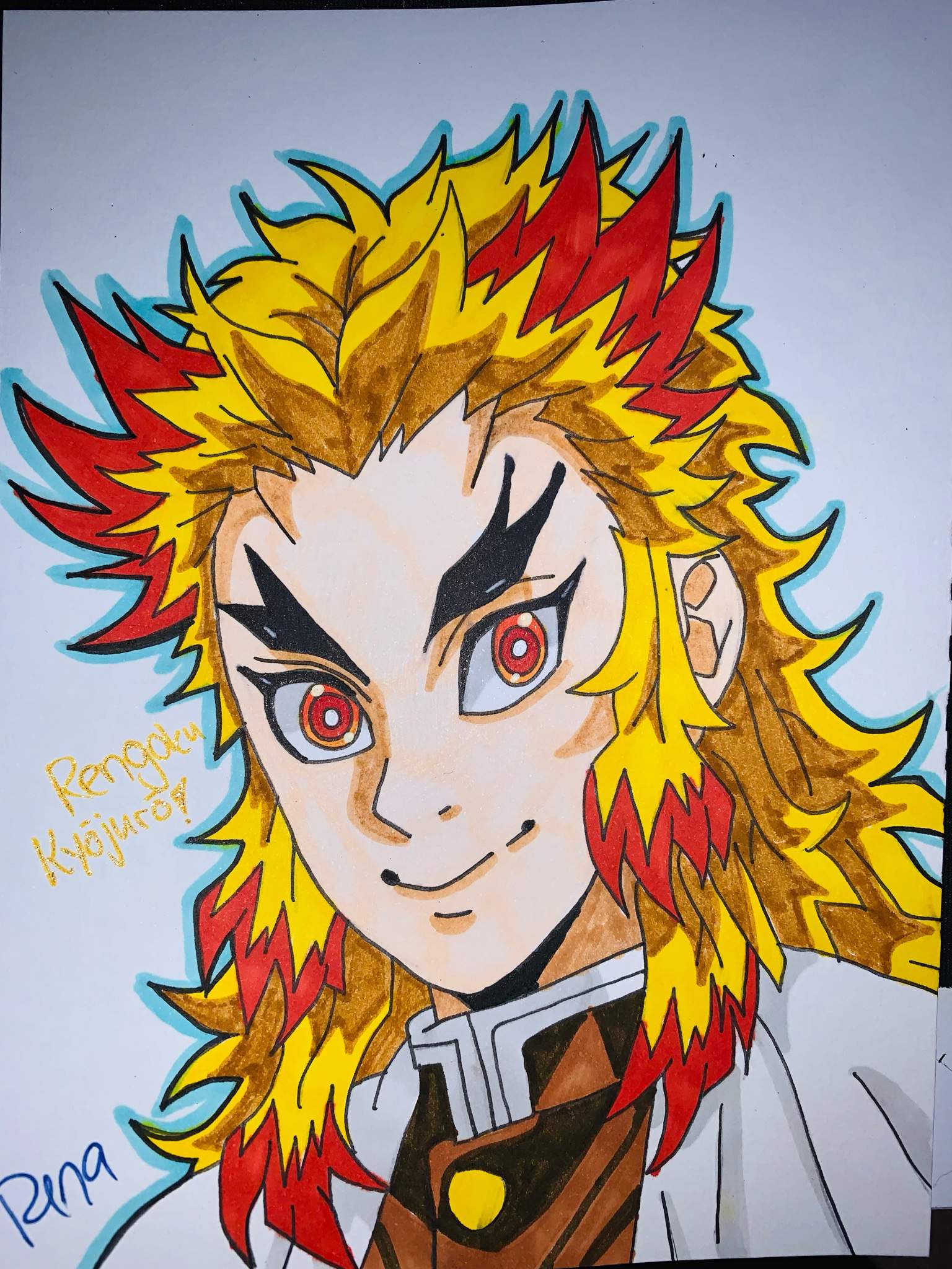 🔥Demon Slayer Fanart; Rengoku Kyōjurō🔥 | Kuro Gang Amino