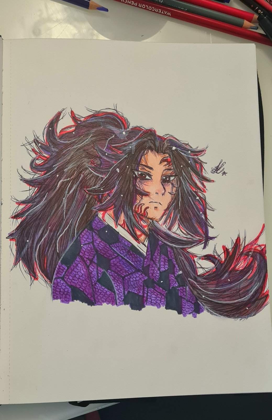 I decided to do a drawing of michikatsu (uppermoon 1 from demon slayer ...