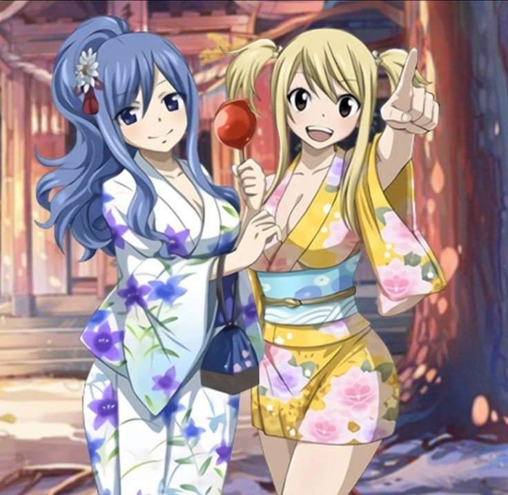 Fairy tail kimono lucy and juvia🤩🤩 | Anime Amino