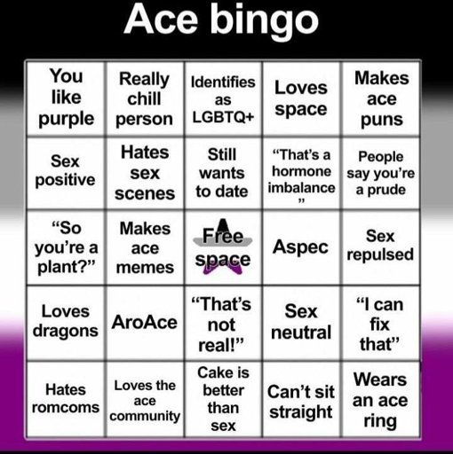 Tarjeta de bingo asexual | Asexualidad Amino