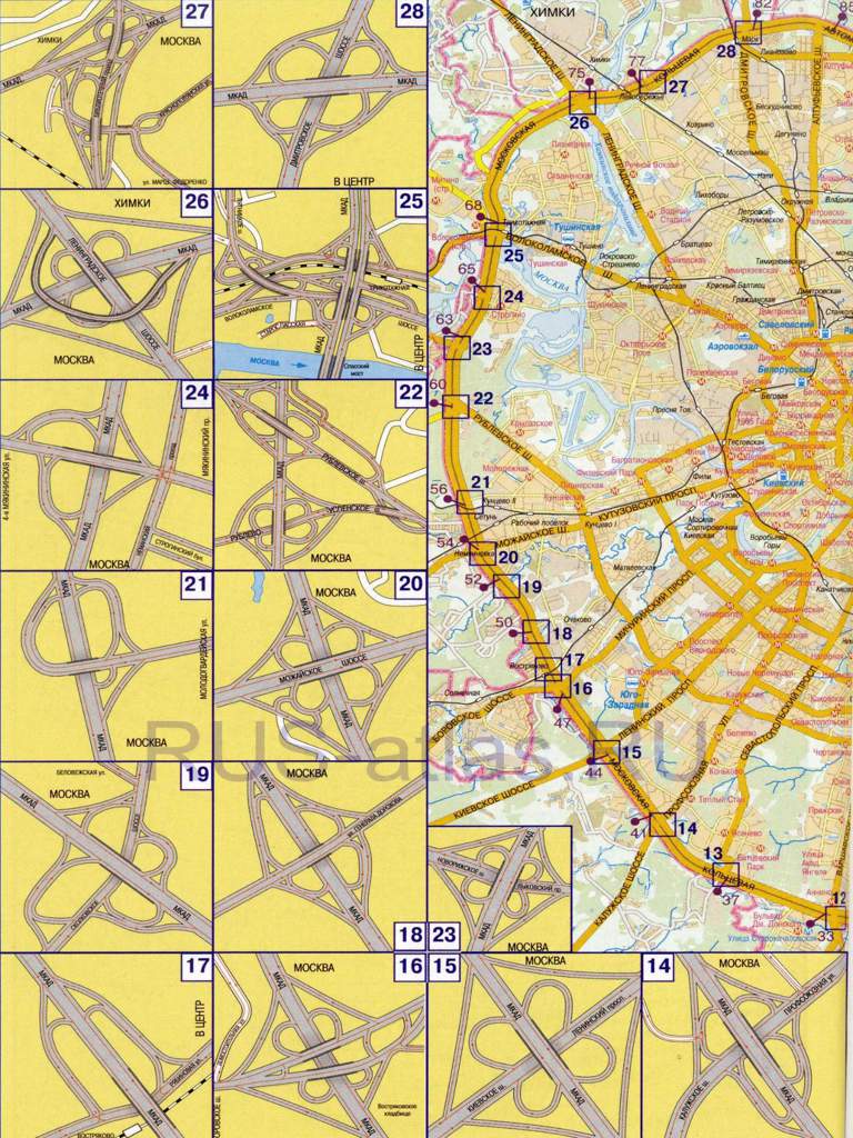 Схема мкад с километрами и названиями шоссе