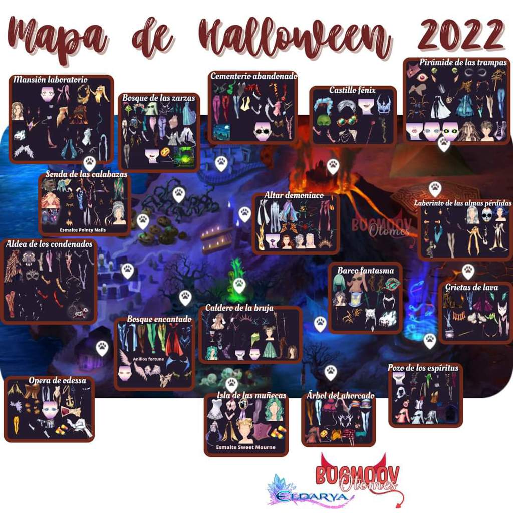 Eldarya Event Halloween Map avec tout les items disponible dans