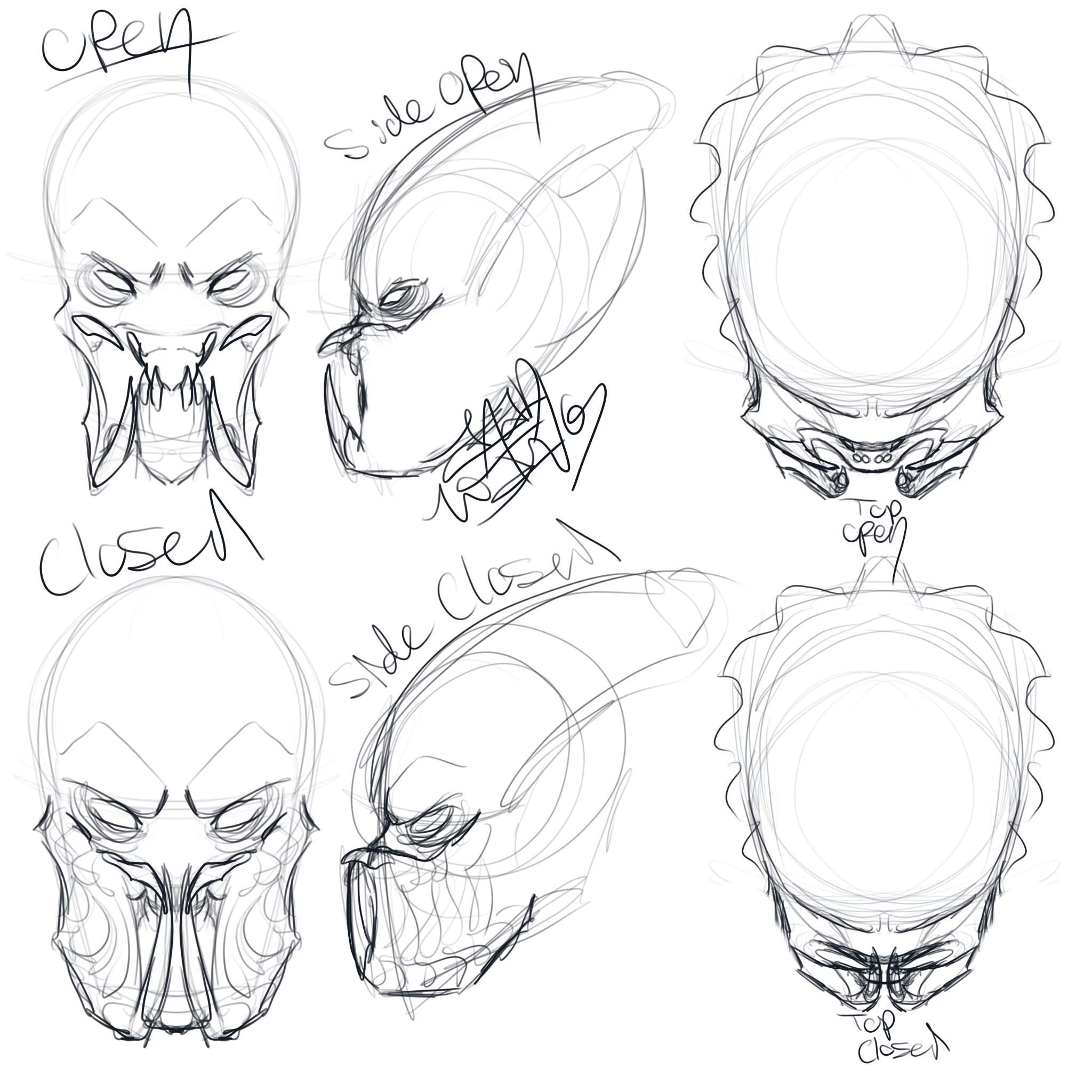 How to draw: Yautja mandibles from different angles (the predator ...