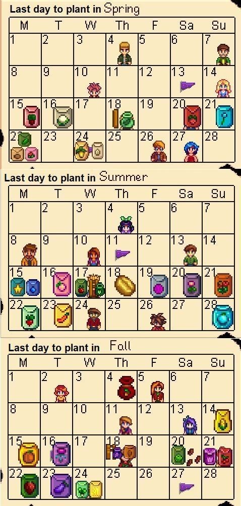 calendários de colheita Stardew🧑🏻‍🌾 | Stardew Valley PT/BR 🐔 Amino