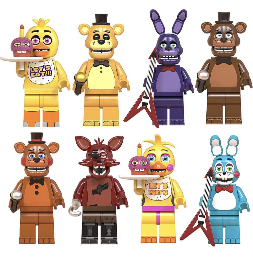 Review of knockoff Lego FNAF minifigures | Five Nights At Freddy's Amino