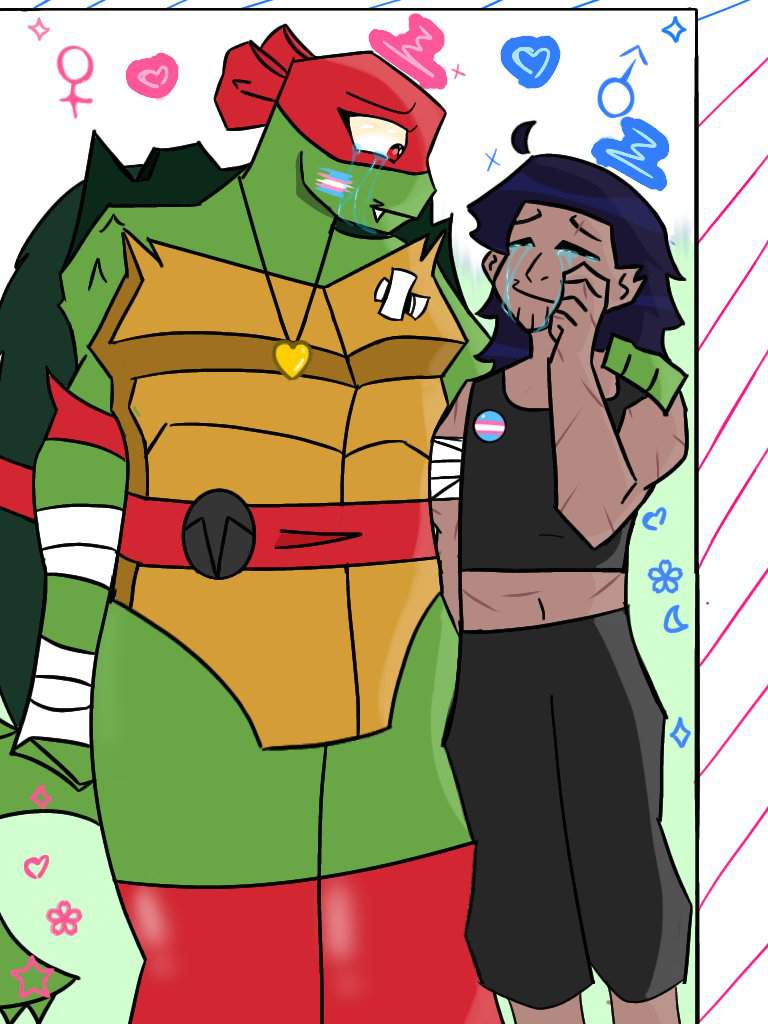 Male trans Casey( MT) and Female trans raph (FT) ?! ️🖤 | TMNT HQ Amino