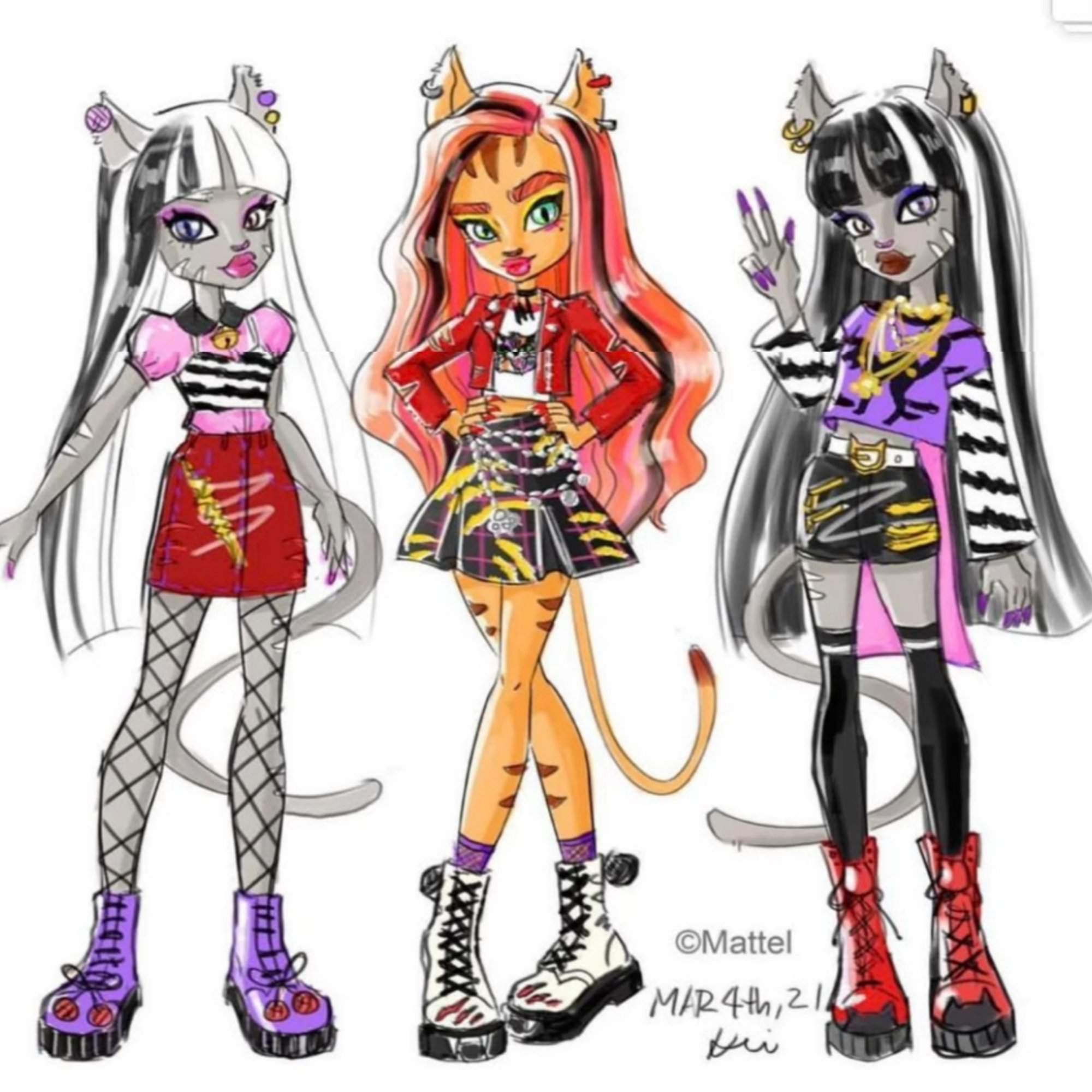 Early concept designs of The Werecat Twins! | Monster High Amino! Amino